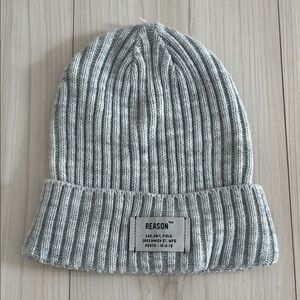 Reason Gray Ribbed Knit Beanie